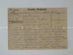 Telegramm mit der Anordnung, die Geschäfte des Karstadt-Konzern nicht zu boykottieren - Sachkonvolut