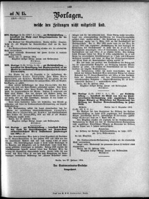 Anlage: ad No.15 (208-211), Vorlagen, welche den Zeitungen nicht mitgeteilt sind
