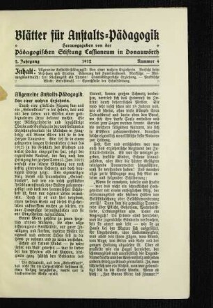 Allgemeine Anstalts-Pädagogik : von einer wahren Erzieherin