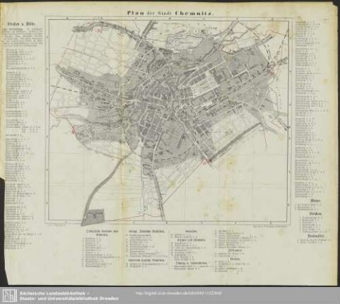 Karte : Plan der Stadt Chemnitz