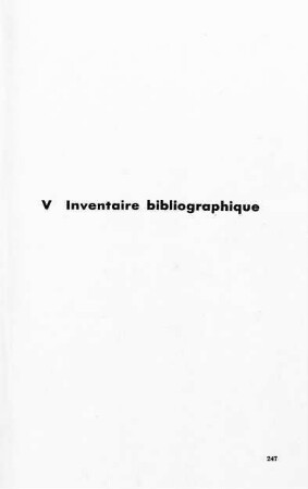 247-261, Inventaire bibliographique