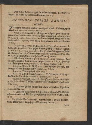 Appendix Serius Exhibitorum.