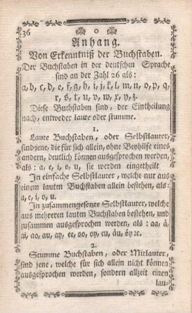 Anhang. Von Erkenntniß der Buchstaben.