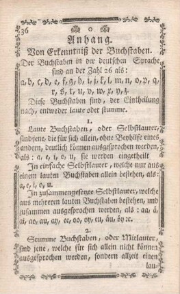 Anhang. Von Erkenntniß der Buchstaben.