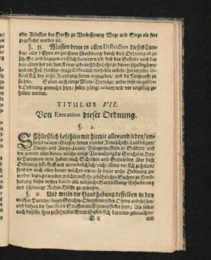 Titulus VII. Von Execution dieser Ordnung. § 1. - 4.