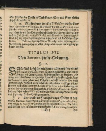 Titulus VII. Von Execution dieser Ordnung. § 1. - 4.