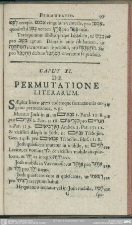 Caput XI. De Permutatione Literarum