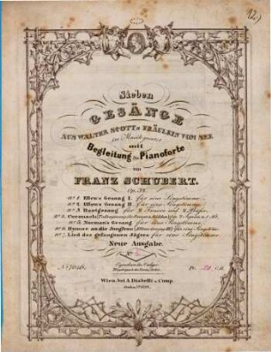 Sieben Gesänge : aus Walter Scotts Fräulein vom See ; in Musik gesetzt mit Begleitung des Pianoforte ; op. 52, 4. Coronach (Todtengesang für Frauen u. Mädchen) ; [D 836] ; für 2 Sopran u. 1 Alt