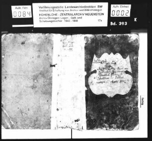 Gülteinzugsregister über Langenbeutingen, Baumerlenbach, Weißlensburg, Schwabbach, Siebeneich, Schwöllbronn und Brettach.