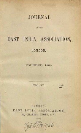 Journal of the East India Association. 15. 1883