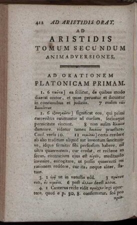 Ad Orationem Platonicam Primam.