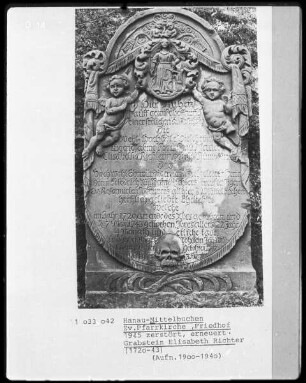 Grabstein für Elisabeth Richter (1720-1743)
