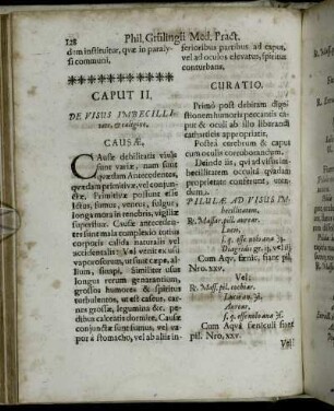 Caput II. De Visus Imbecillitate, & caligine.