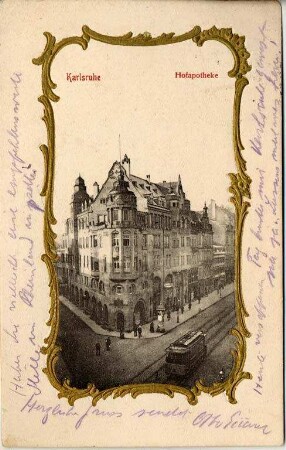 Postkartenalbum. "Karlsruhe Hofapotheke". Hofapotheke