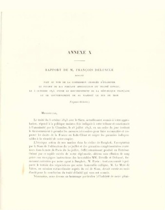 Annexe X. Rapport de M. Francois Deloncle ...