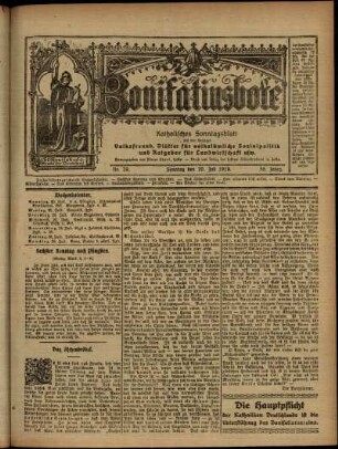 Erste Ausgabe vom Sonntag, den 20. Juli 1919.