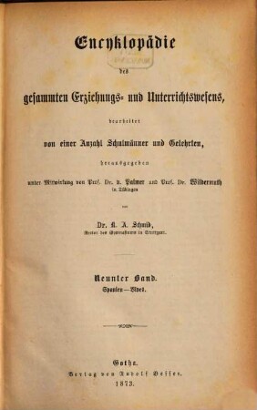 Encyklopädie des gesammten Erziehungs- und Unterrichtswesens, 9. Spanien - Vives