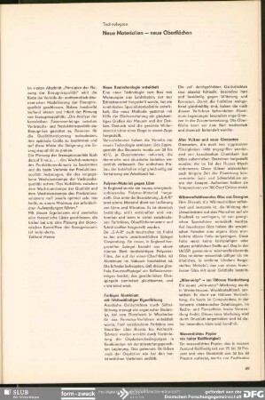 Neue Materialien – neue Oberflächen : Technologien