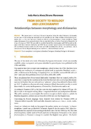 From society to neology and lexicography. Relationships between morphology and dictionaries