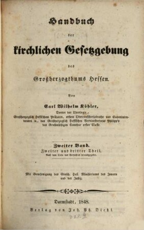 Handbuch der kirchlichen Gesetzgebung des Großherzogthums Hessen. 2