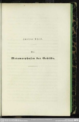 Zweiter Theil. Die Metamorphosen der Gebilde