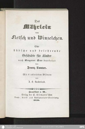 Das Mährlein von Fletsch und Winzelchen : Eine hübsche und belehrende Geschichte für Kinder