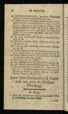 30-71, Libri Juris Ecclesiastici & Canonici nec non de Casibus Theologg.