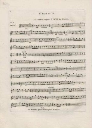 No. 2 Marche. Le Chant du Départ. Hymne de Guerre.