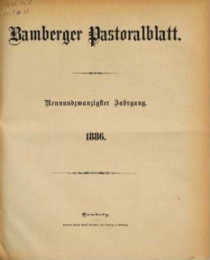 Bamberger Pastoralblatt. 29. 1886
