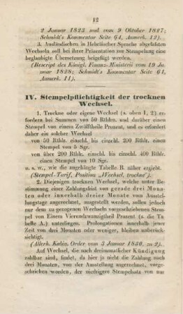 IV. Stempelpflichtigkeit der trockenen Wechsel.