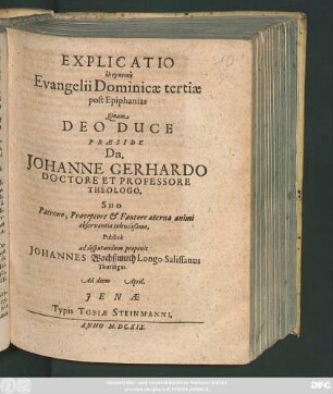 Explicatio elenktikē Evangelii Dominicae tertiae post Epiphanias