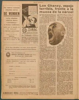 Lon Chaney, espejo terrible, frente a la mueca de la cárcel