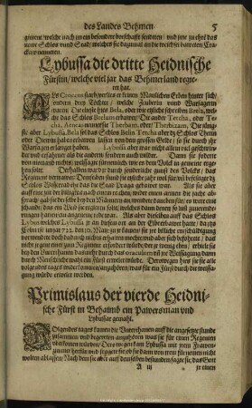 Primislaus der vierde Heidnische Fürst in Behaimb ein Pawersman und Lybussae gemahl