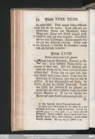 Psalm XXXIII. Ermunterung zum Lobe Gottes.
