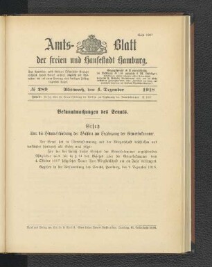 No. 289, 4. Dezember 1918