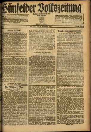 Ausgabe vom Dienstag, den 30. November 1920.
