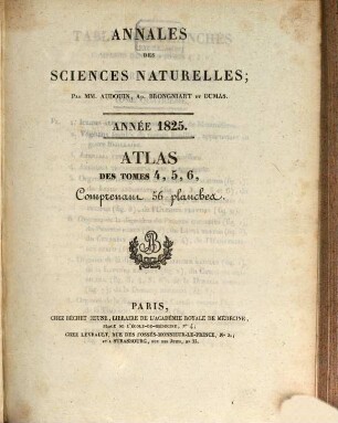 Annales des sciences naturelles. Atlas. 1825