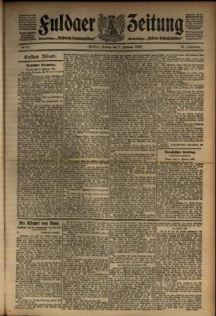 Erste Ausgabe vom Freitag, den 07. Februar 1908.