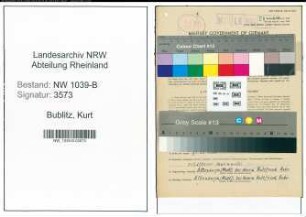 Entnazifizierung Kurt Bublitz , geb. 13.09.1909 (Studienrat)