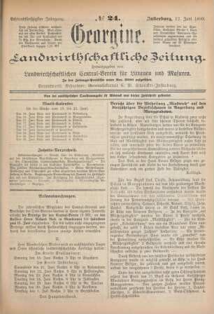Achtundfünfzigster Jahrgang. No. 24. Insterburg, 12. Juni 1890.