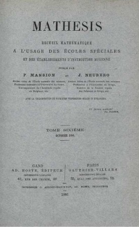 TOME SIXIÉME. OCTOBRE 1886.