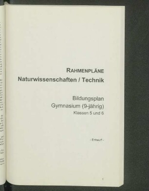 Rahmenpläne Naturwissenschaften / Technik