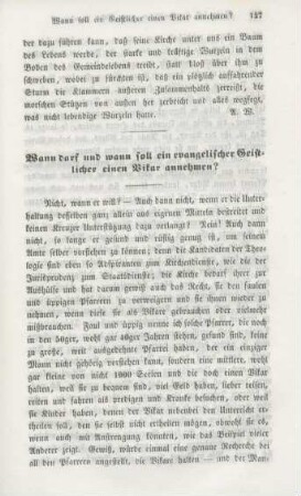 127-130 Wann darf und wann sol ein evangelischer Geistlicher einen Vikar annehmen?