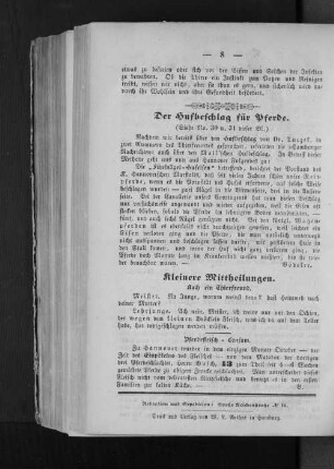 Kleinere Mittheilungen.