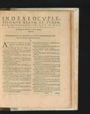 Index Locupletissimus Rerum Et Verborum Memorabilium