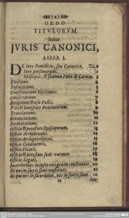Ordo Titulorum huius Juris Canonici