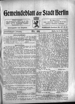 1921,23: Nr. 23, 5. Juni 1921