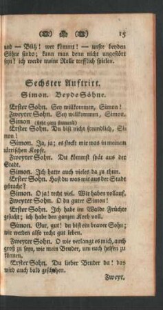 Sechster Auftritt. Simon. Beyde Söhne