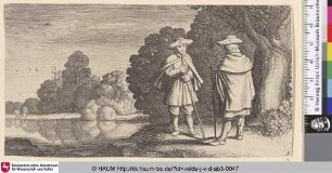[Zwei Pilger nahe eines Teichs; Two Pilgrims near a Pool]
