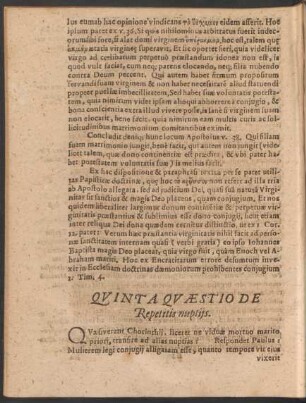 Quinta Quaestio De Repetitis nuptiis.